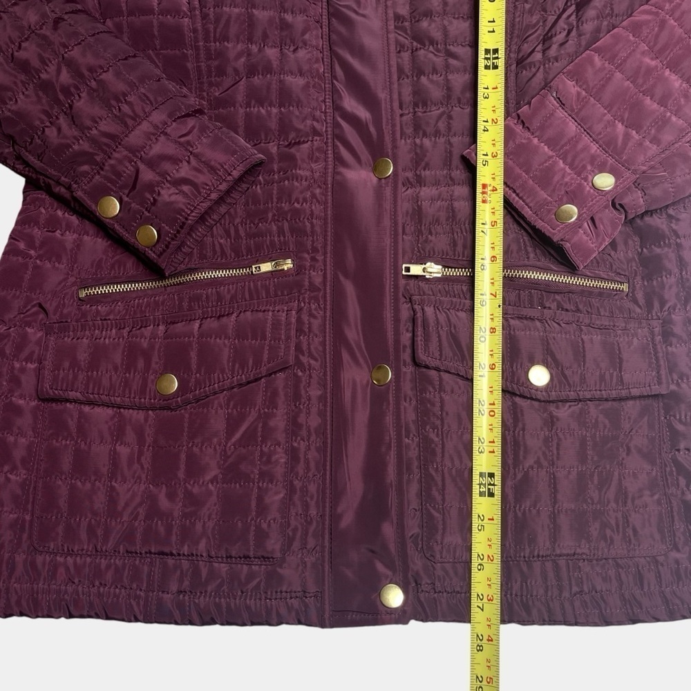 Jason Maxwell Outerwear Womens Quilted Jacket Size M Burgundy Full Zip - Picture 9 of 11